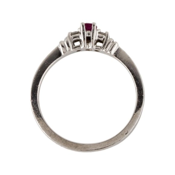 Platinum Ruby & Diamond Cocktail Ring Size: 6.75 - Picture 5 of 5